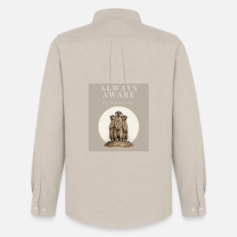 Always Aware Funny Meerkat - Männer Oxford Hemd von Stanley/Stella - Beige
