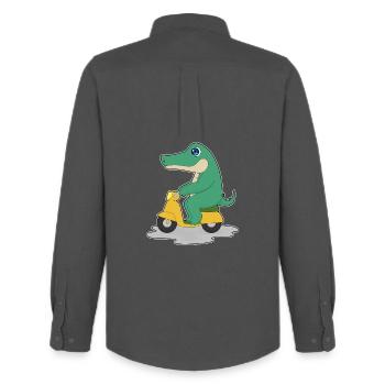 Crocodile Scooter - Chemise Oxford homme Stanley/Stella - charbon - Dos - AI Model Male 185 dark (185cm)