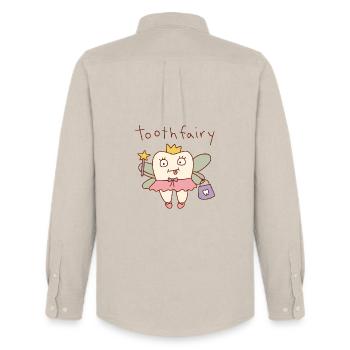 Tooth Fairy Cute Pun - Men's Oxford Shirt by Stanley/Stella - beige - Back - AI Model Male 185 dark (185cm)