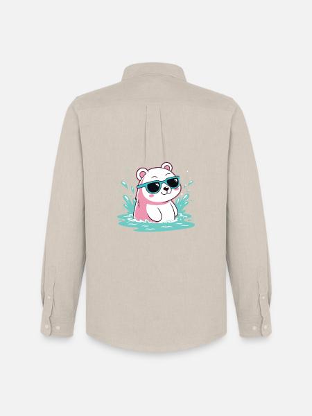 Wasser-Eisbär in kühlen Gläsern - Männer Oxford Hemd von Stanley/Stella - Beige
