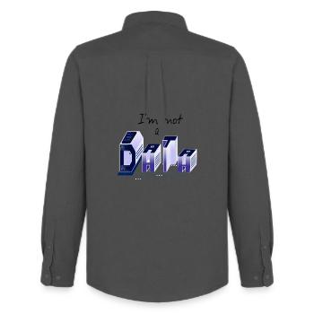 I am not a DATA - Men's Oxford Shirt by Stanley/Stella - anthracite - Back - AI Model Male 185 dark (185cm)