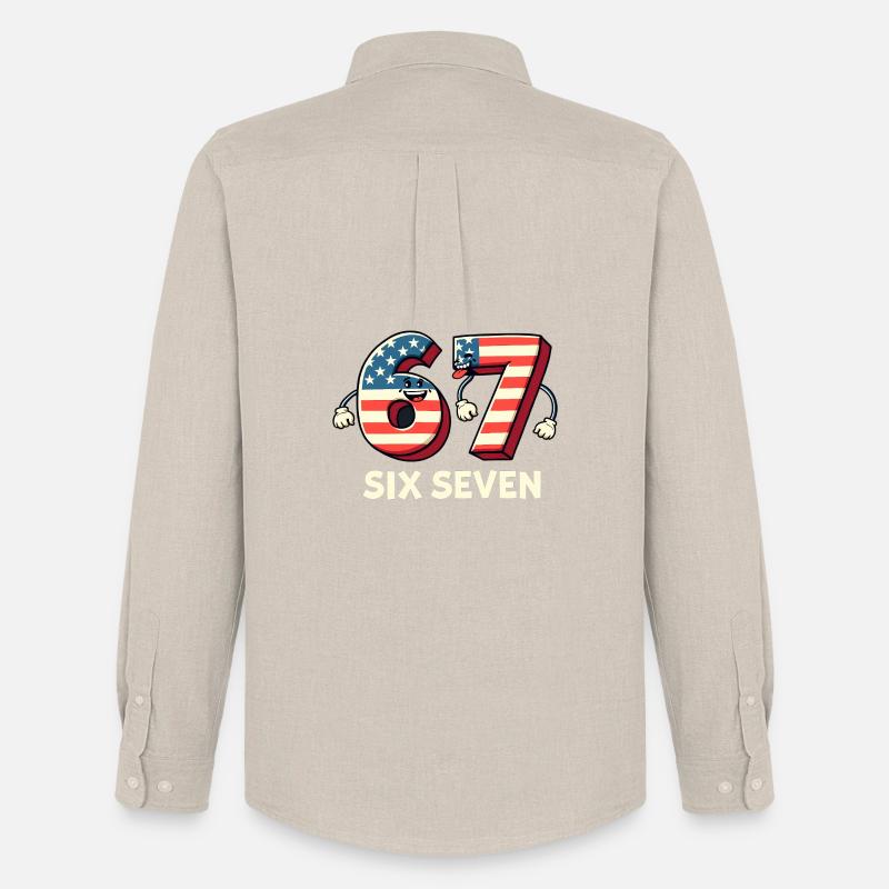 US Flag 67 Memes Six Seven - Männer Oxford Hemd von Stanley/Stella - Beige