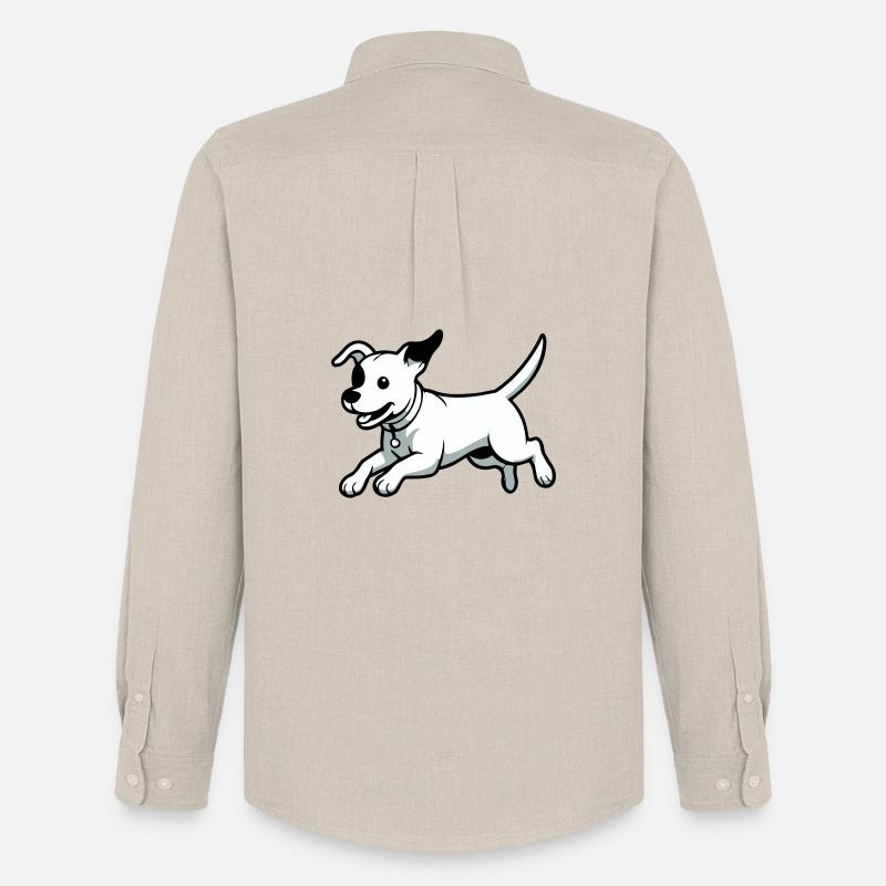 Verspielter Hund-Cartoon - Männer Oxford Hemd von Stanley/Stella - Beige