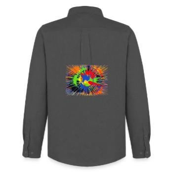 Blobs of colour - Men's Oxford Shirt by Stanley/Stella - anthracite - Back - AI Model Male 185 dark (185cm)