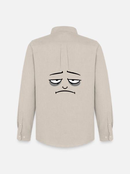 Grumpy sad disappointed face funny - Men's Oxford Shirt by Stanley/Stella - beige