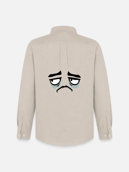 Grumpy sad disappointed face funny - Men's Oxford Shirt by Stanley/Stella - beige