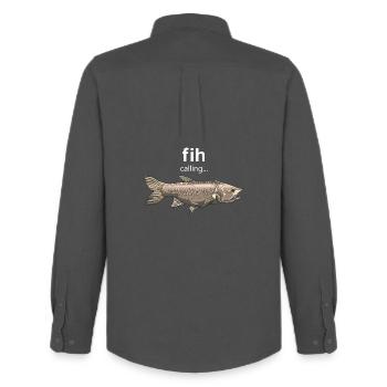 Fih Appel Drôle Hommes Pêche Internet Meme Fi - Chemise Oxford homme Stanley/Stella - charbon - Dos - AI Model Male 185 dark (185cm)