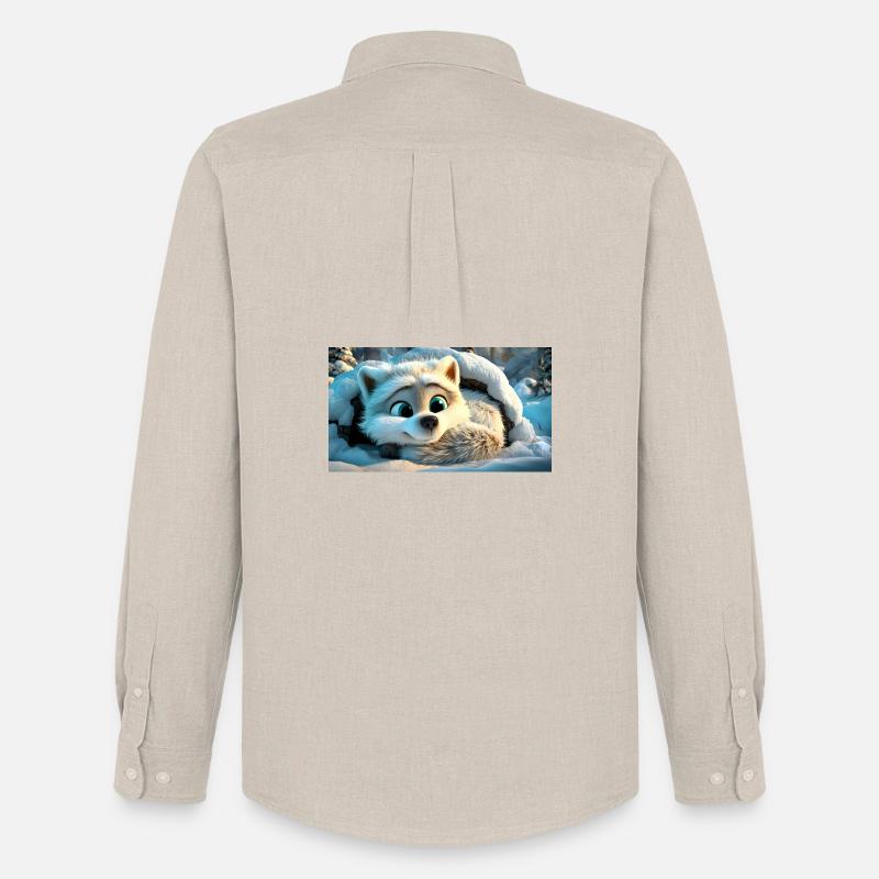 Flauschiger Polarfuchs im Schnee - Männer Oxford Hemd von Stanley/Stella - Beige
