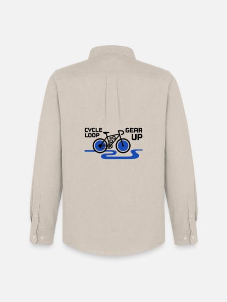 Motivational Gear Up Bicycle Loop - Men's Oxford Shirt by Stanley/Stella - beige