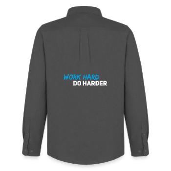 Work hard do harder - Männer Oxford Hemd von Stanley/Stella - Anthrazit - Hinten - AI Model Male 185 dark (185cm)