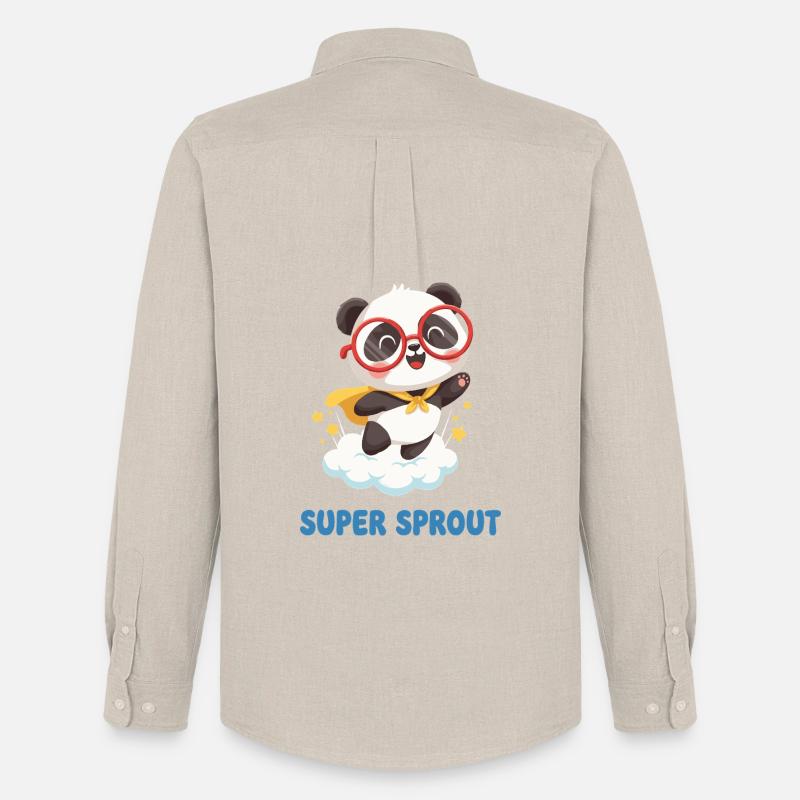Süßer Super Sprout Panda mit Kappe - Männer Oxford Hemd von Stanley/Stella - Beige