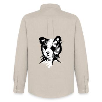 Tête d’ours panda dans le style cubiste - Chemise Oxford homme Stanley/Stella - beige - Dos - AI Model Male 185 dark (185cm)