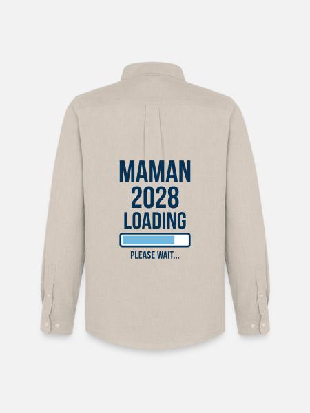 Annonce Grossesse Maman 2028 Loading - Chemise Oxford homme Stanley/Stella - beige