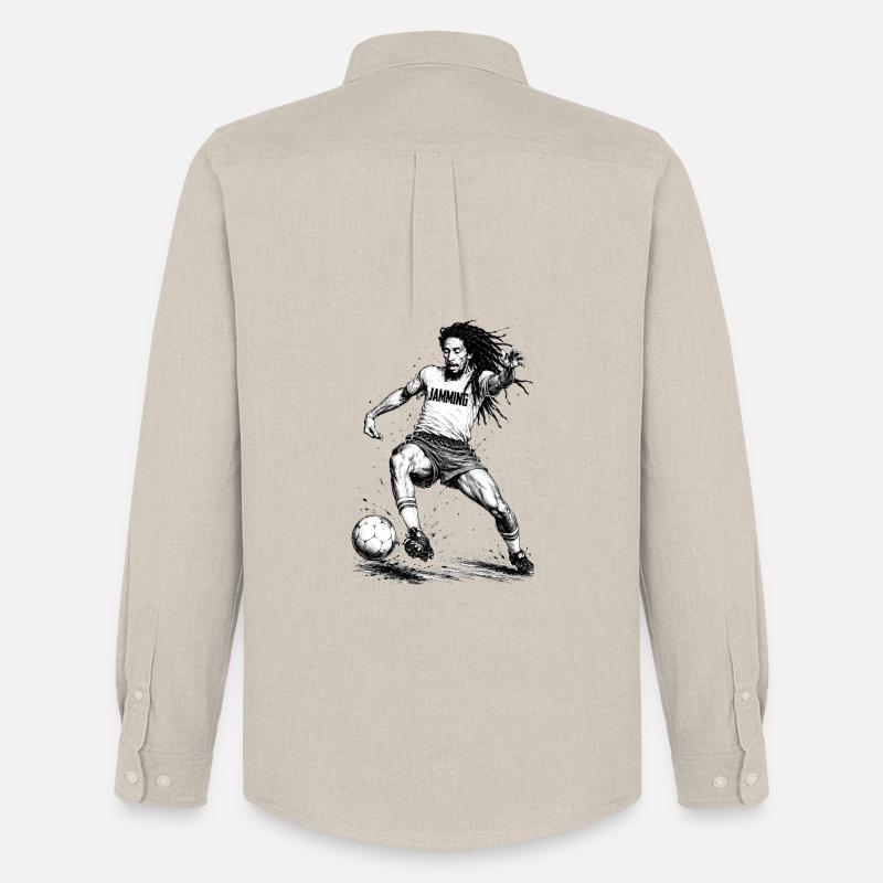 Jammin Kick Dreadlock Fußballheld - Männer Oxford Hemd von Stanley/Stella - Beige