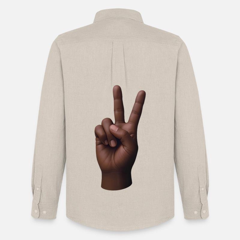 PEACE HAND #3 – Frieden & Liebe - Männer Oxford Hemd von Stanley/Stella - Beige