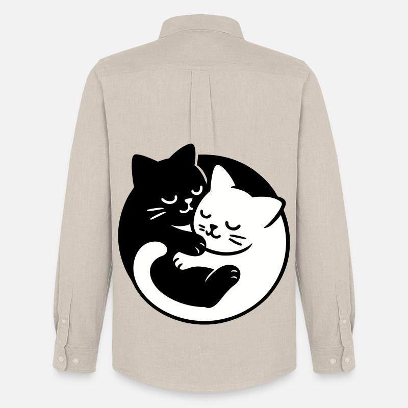 Yin-Yang Katzen - Männer Oxford Hemd von Stanley/Stella - Beige