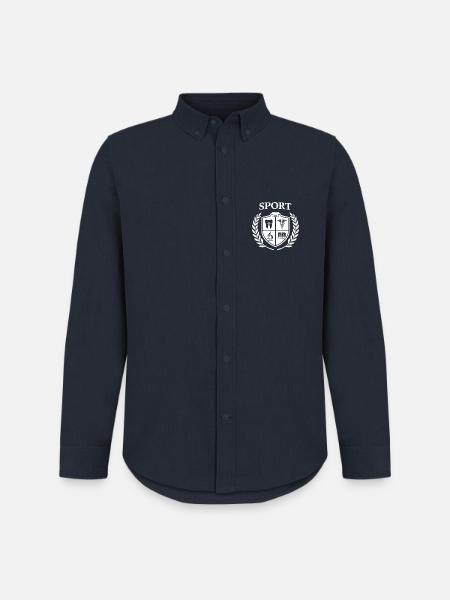 logo_sport_white_on_transparent - Men's Oxford Shirt by Stanley/Stella - navy