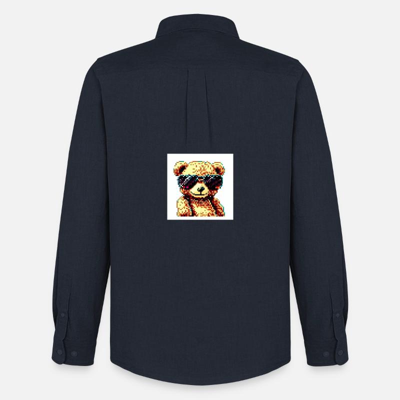 Pixelteddy-Potrait - Männer Oxford Hemd von Stanley/Stella - Navy