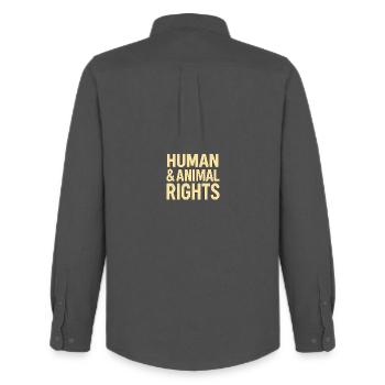 Human & Animal Rights – Bold Statement Design - Männer Oxford Hemd von Stanley/Stella - Anthrazit - Hinten - AI Model Male 185 dark (185cm)