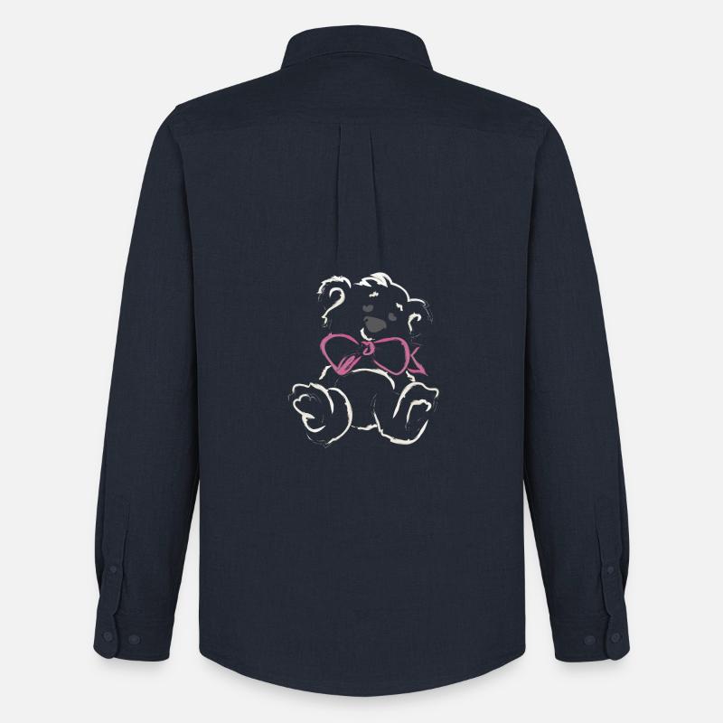 Teddybär Mädchen mit Schleife - Männer Oxford Hemd von Stanley/Stella - Navy
