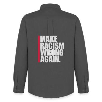 make racism wrong again - Men's Oxford Shirt by Stanley/Stella - anthracite - Back - AI Model Male 185 dark (185cm)