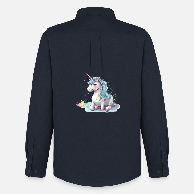 Liegendes Einhorn - Männer Oxford Hemd von Stanley/Stella - Navy