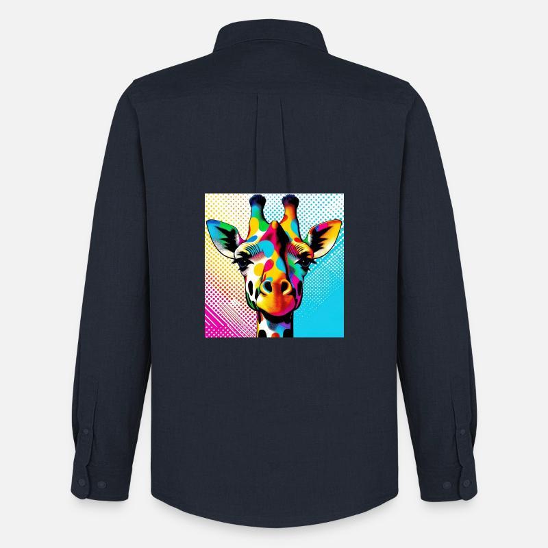Giraffa Pop Art - Stanley/Stella Camicia Oxford uomo - navy