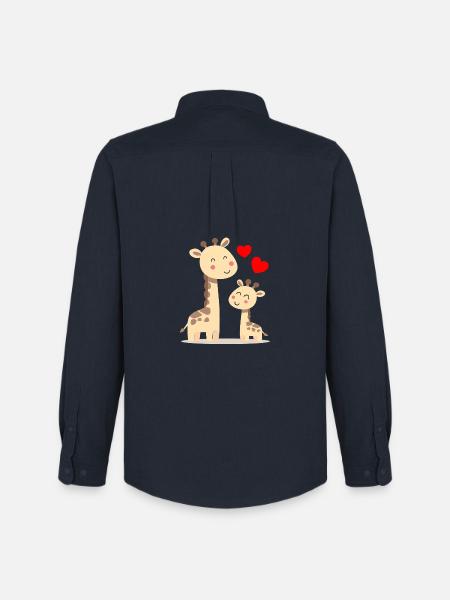 Bébé Girafe avec Maman Girafe - Chemise Oxford homme Stanley/Stella - marine