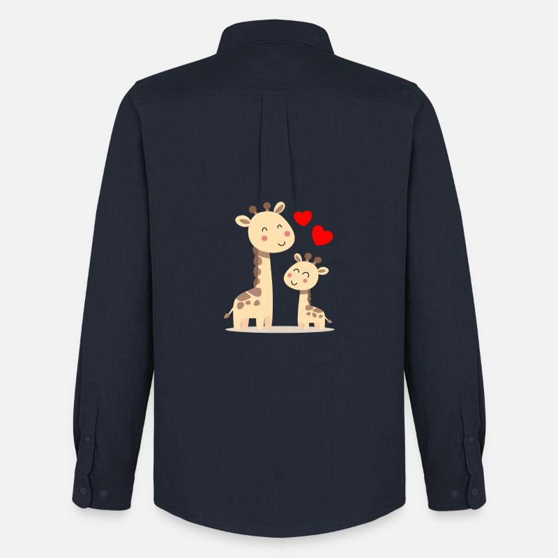 Baby Giraffe mit Mami Giraffe - Männer Oxford Hemd von Stanley/Stella - Navy