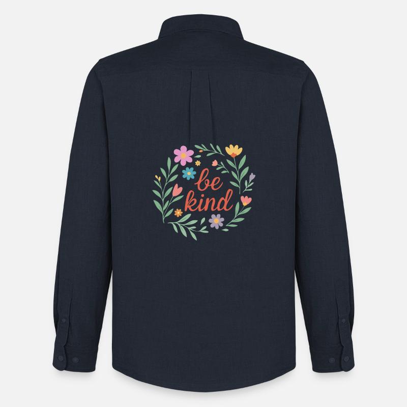 Sei freundlich Blumendesign - Männer Oxford Hemd von Stanley/Stella - Navy