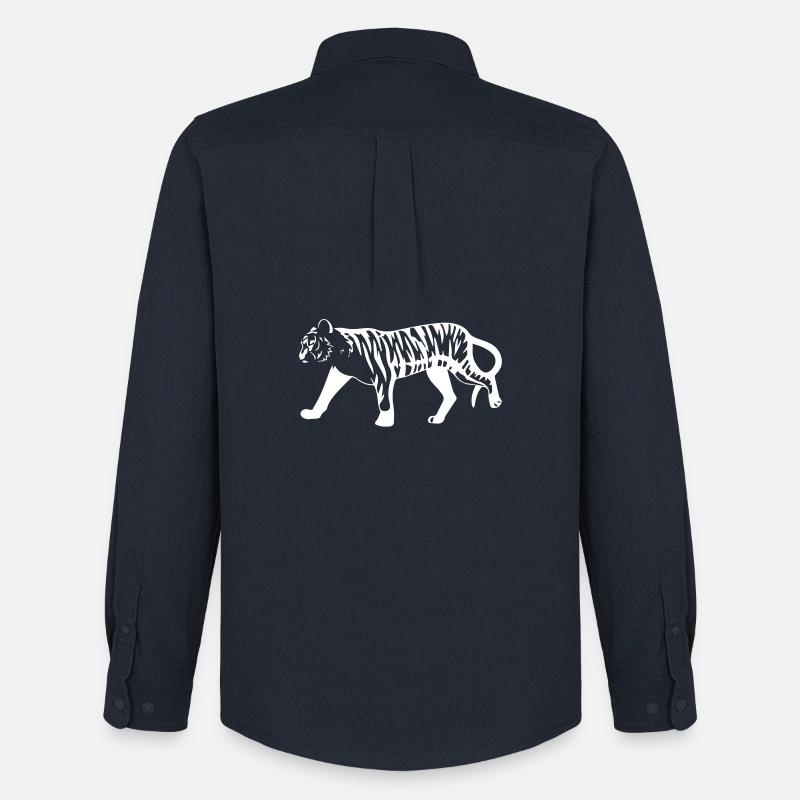 Stilisierter Tiger mit Tiermuster - Männer Oxford Hemd von Stanley/Stella - Navy
