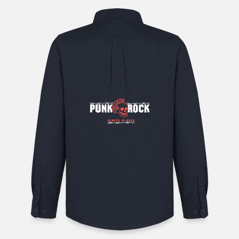 Punk Skull mit rotem Mohawk - Männer Oxford Hemd von Stanley/Stella - Navy