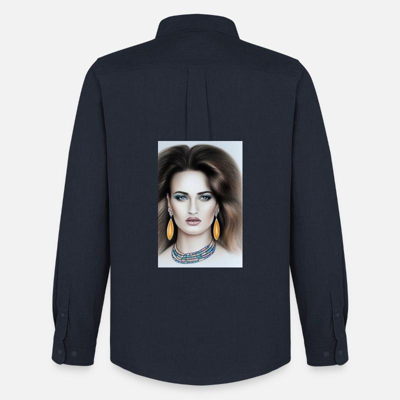 Frau mit Schmuck - Männer Oxford Hemd von Stanley/Stella - Navy