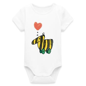 Janosch Tigerente mit Herz - Organic Kurzarm-Babybody von Stanley/Stella - Weiß - Vorne