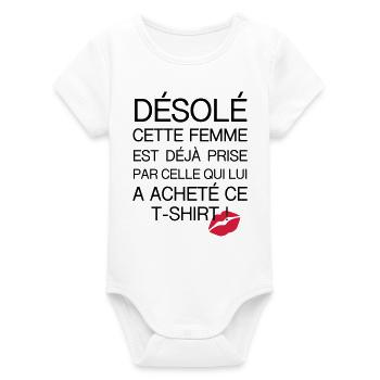 desole femme prise - Body bébé manches courtes bio Stanley/Stella - blanc - Devant