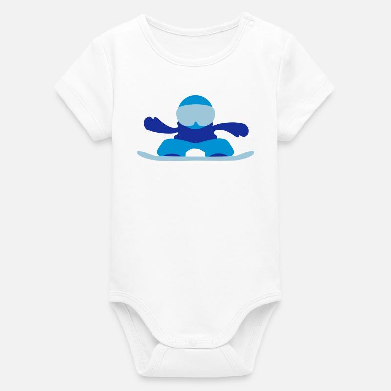 snowboarder - Organic Short Sleeve Baby Bodysuit by Stanley/Stella - white