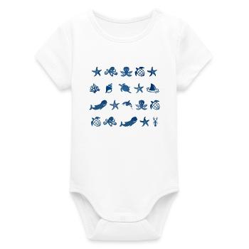 Seamarks Animaux marins - Body bébé manches courtes bio Stanley/Stella - blanc - Devant