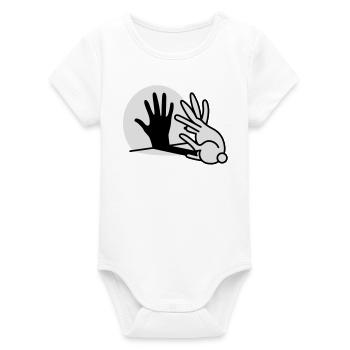 hand shadow rabbit 2 clr - Organic Short Sleeve Baby Bodysuit by Stanley/Stella - white - Front