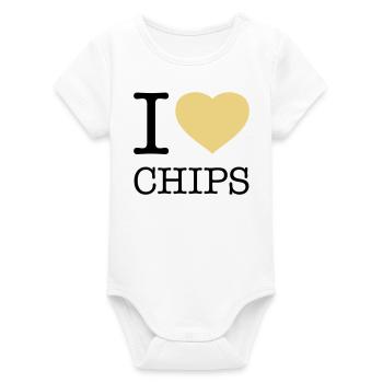 I LOVE CHIPS - Organic Short Sleeve Baby Bodysuit by Stanley/Stella - white - Front