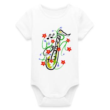 Conception du saxophone - Body bébé manches courtes bio Stanley/Stella - blanc - Devant