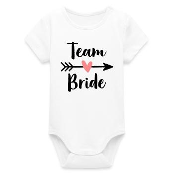 Team Bride heart cupid arrow hen party - Organic Short Sleeve Baby Bodysuit by Stanley/Stella - white - Front