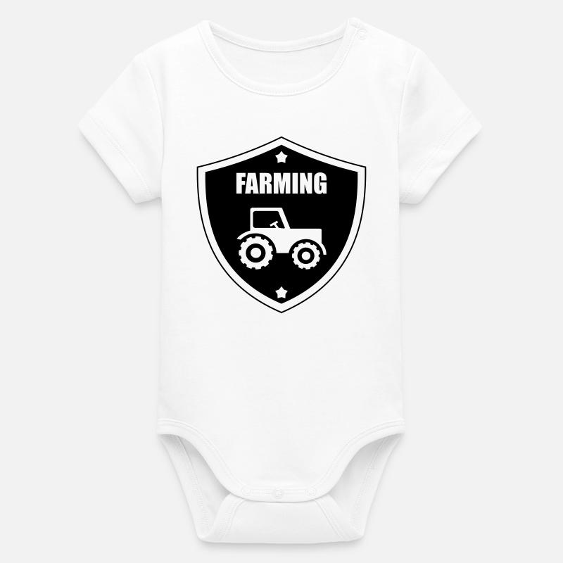 Farming - Organic Short Sleeve Baby Bodysuit by Stanley/Stella - white