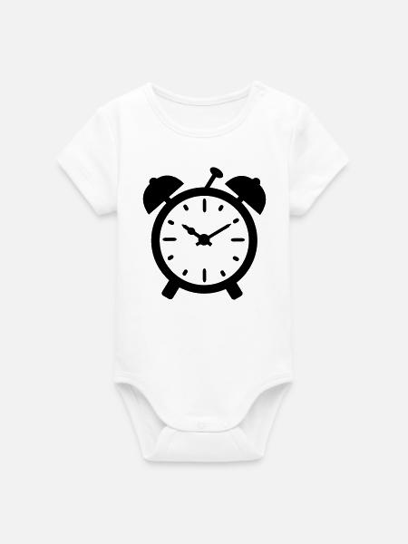 wecker uhr - Organic Kurzarm-Babybody von Stanley/Stella - Weiß