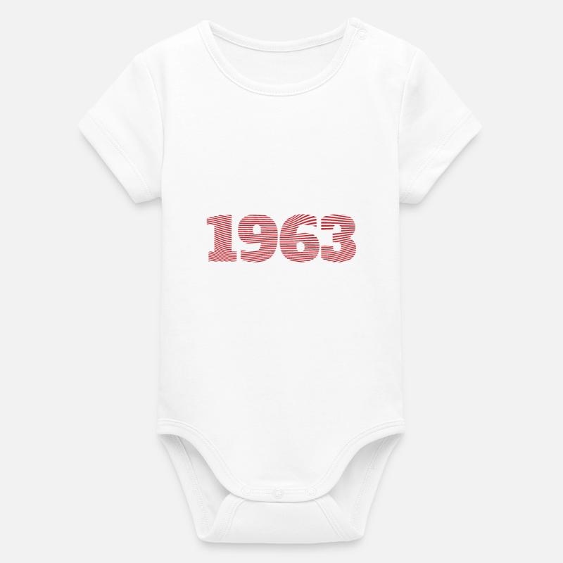 1963 année - Body bébé manches courtes bio Stanley/Stella - blanc