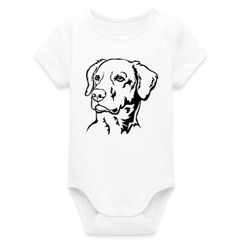 Labrador Head - Organic Short Sleeve Baby Bodysuit by Stanley/Stella - white - Front