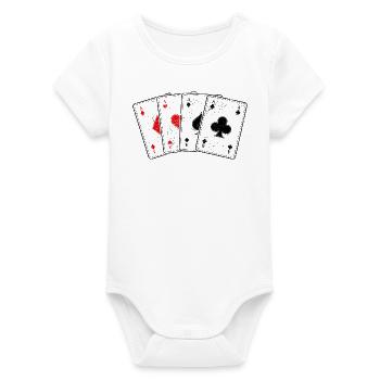 Carreaux coeur de pique---a jeu de cartes poker professionnel - Body bébé manches courtes bio Stanley/Stella - blanc - Devant