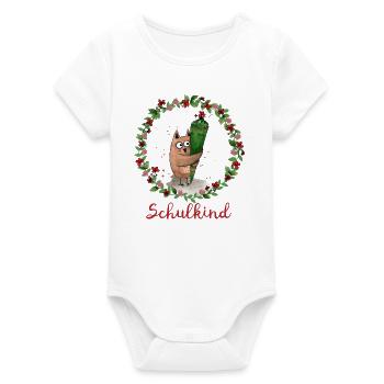 Schoolchild owl - Organic Short Sleeve Baby Bodysuit by Stanley/Stella - white - Front