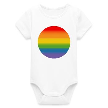 Rainbow Course Round - Organic Short Sleeve Baby Bodysuit by Stanley/Stella - white - Front