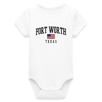 Motif du drapeau de Fort Worth, Texas, USA - Body bébé manches courtes bio Stanley/Stella - blanc - Devant