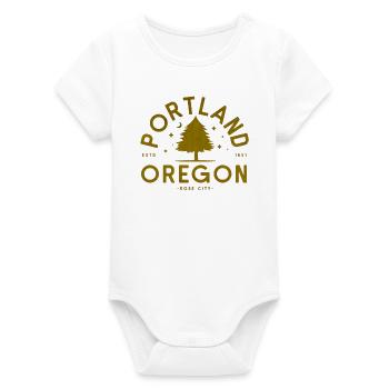 Logo d’arbre vintage à Portland, Oregon - Body bébé manches courtes bio Stanley/Stella - blanc - Devant